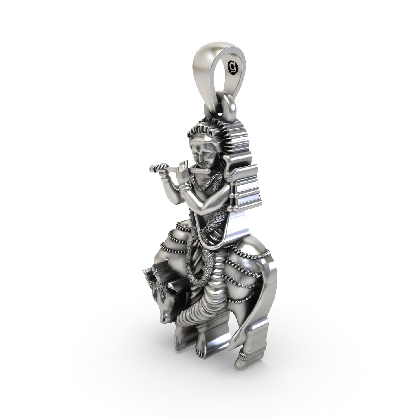925 Silver Krishna with Cow Pendant – Gopala Govinda Venu Gopal Devotional Jewelry