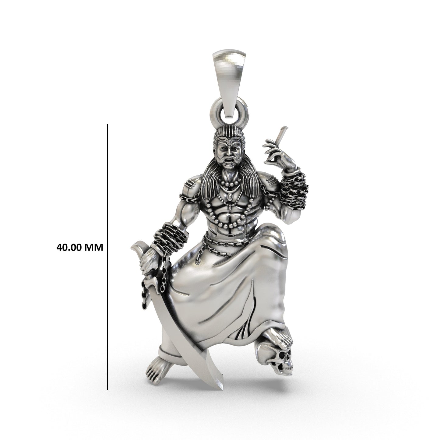 925 Silver Sanggili Karuppar Pendant – South Indian Guardian Deity Devotional Jewelry