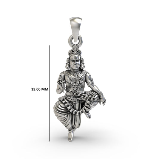 925 Silver Sastha Pendant – Lord Ayyappa Devotional Jewelry | South Indian God Pendant