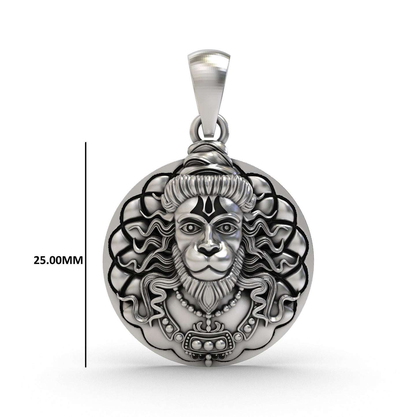 Sacred Hanuman Coin 925 Silver Pendant