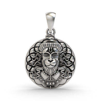 Sacred Hanuman Coin 925 Silver Pendant