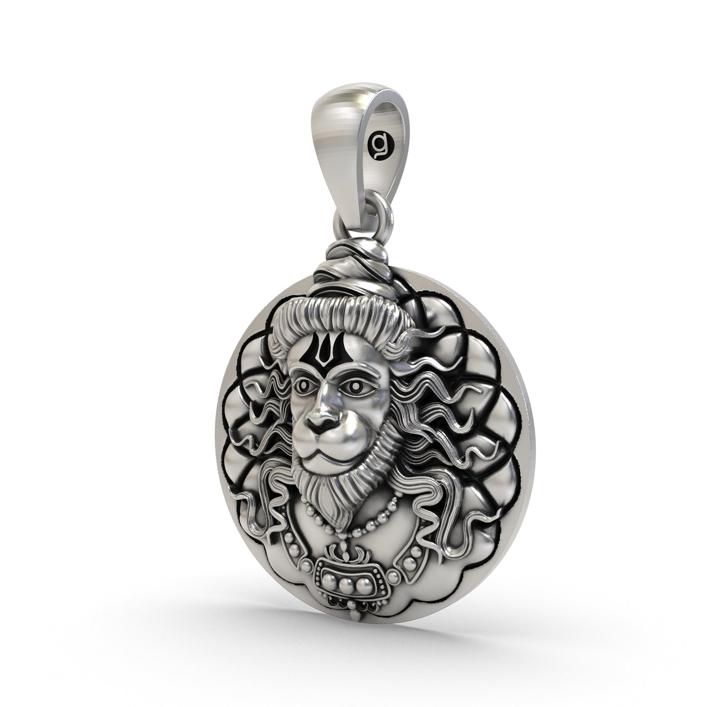 Sacred Hanuman Coin 925 Silver Pendant