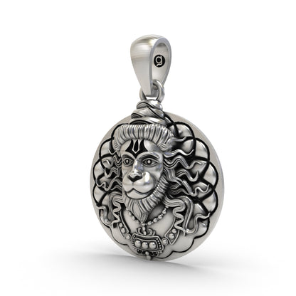 Sacred Hanuman Coin 925 Silver Pendant