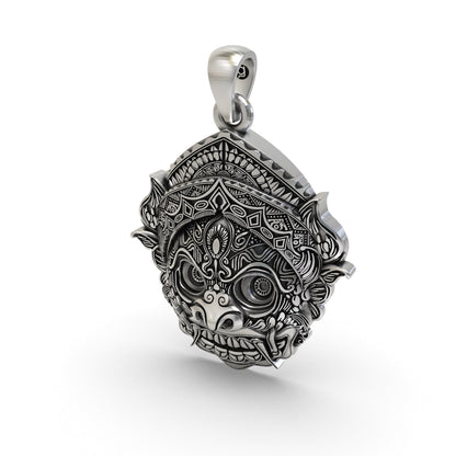 925 Sterling Silver Kirtimukha Face Pendant for Divine Protection