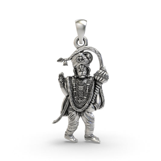 Divine Ashtamsa Varadha Anjaneyar Hanuman 925 Silver Pendant