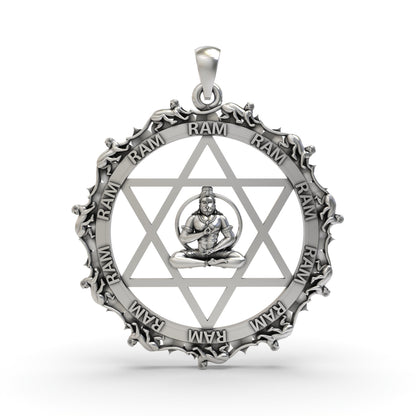 925 Silver Hanumanji with Star Pendant – Lord Hanuman Devotional Jewelry for Strength & Courage