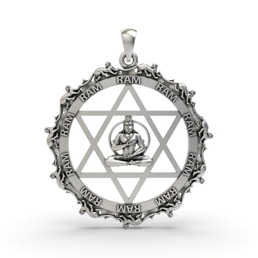925 Silver Hanumanji with Star Pendant – Lord Hanuman Devotional Jewelry for Strength & Courage