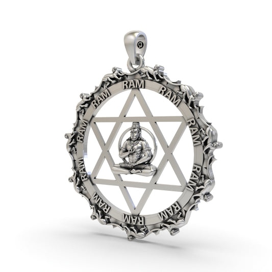 925 Silver Hanumanji with Star Pendant – Lord Hanuman Devotional Jewelry for Strength & Courage