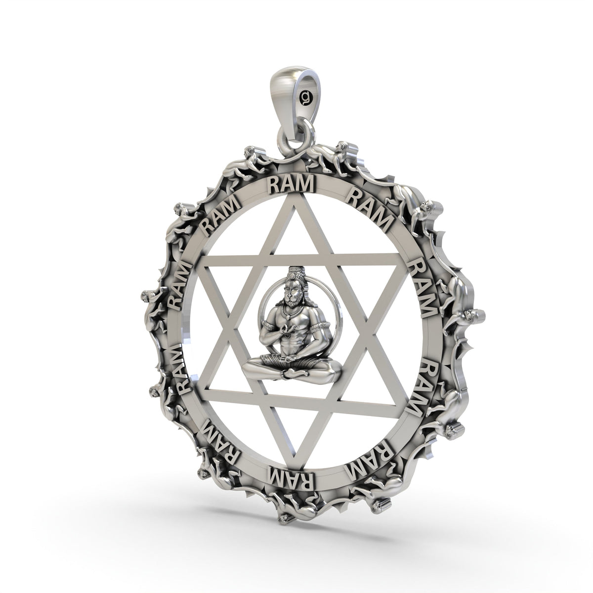 925 Silver Hanumanji with Star Pendant – Lord Hanuman Devotional Jewelry for Strength & Courage