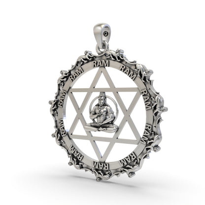 925 Silver Hanumanji with Star Pendant – Lord Hanuman Devotional Jewelry for Strength & Courage