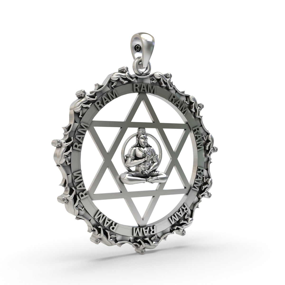 925 Silver Hanumanji with Star Pendant – Lord Hanuman Devotional Jewelry for Strength & Courage