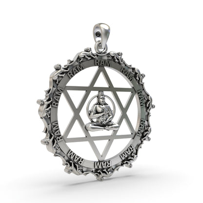 925 Silver Hanumanji with Star Pendant – Lord Hanuman Devotional Jewelry for Strength & Courage