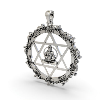 925 Silver Hanumanji with Star Pendant – Lord Hanuman Devotional Jewelry for Strength & Courage