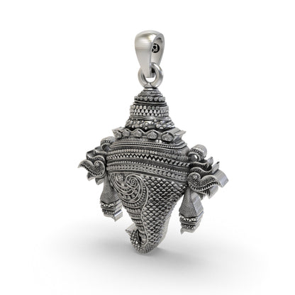Divine Vishnu Panchajanya Shankh 925 Silver Pendant