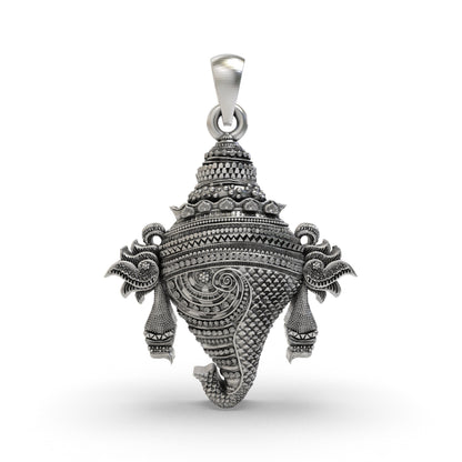 Divine Vishnu Panchajanya Shankh 925 Silver Pendant