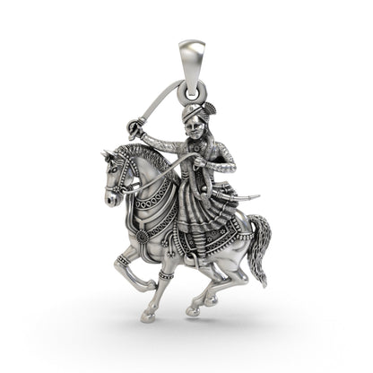 925 Silver Veer Tejaji Maharaj Pendant for Divine Warrior Blessings