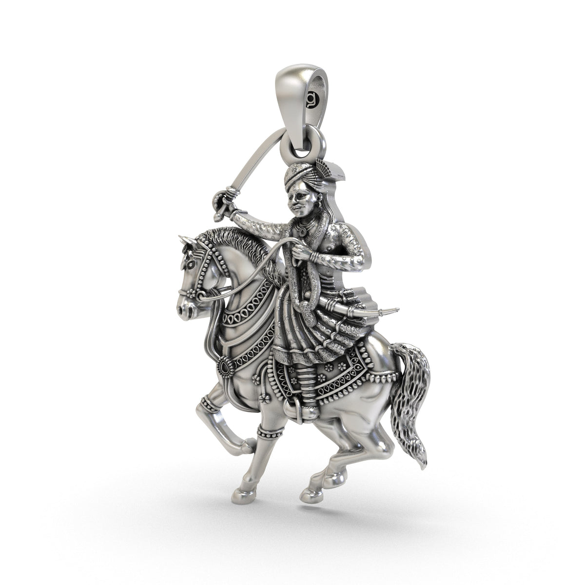 925 Silver Veer Tejaji Maharaj Pendant for Divine Warrior Blessings