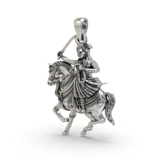 925 Silver Veer Tejaji Maharaj Pendant for Divine Warrior Blessings