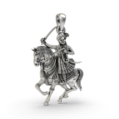 925 Silver Veer Tejaji Maharaj Pendant for Divine Warrior Blessings