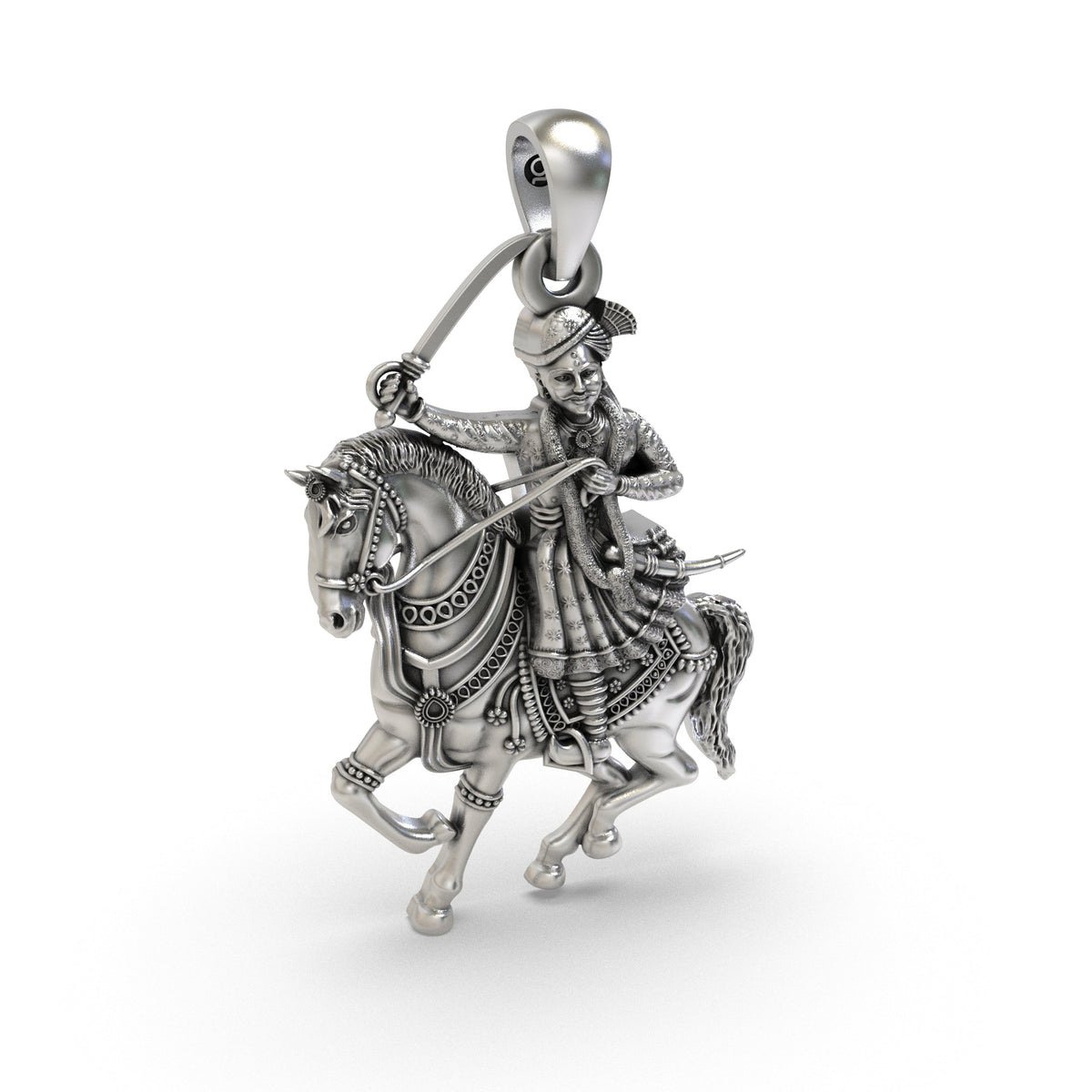 925 Silver Veer Tejaji Maharaj Pendant for Divine Warrior Blessings