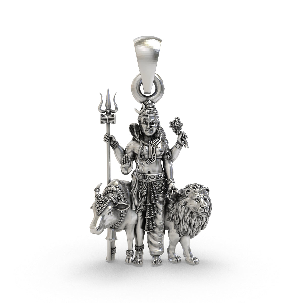 Divine Shiv Shakti Ardhanareeswara 925 Silver Pendant