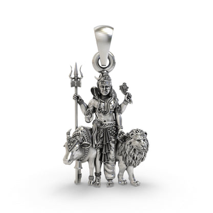 Divine Shiv Shakti Ardhanareeswara 925 Silver Pendant