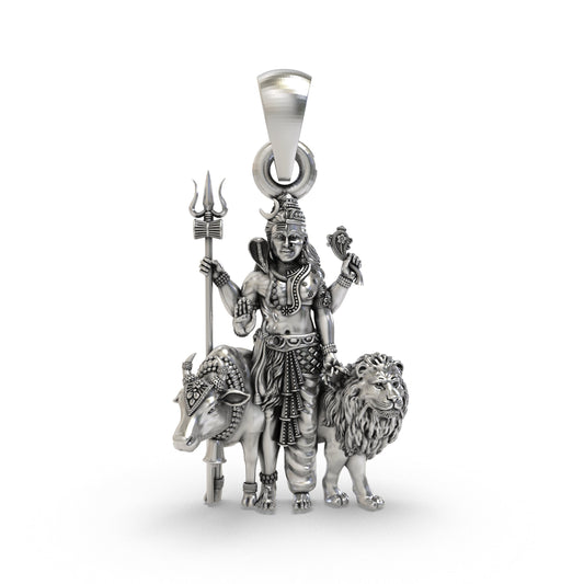 Divine Shiv Shakti Ardhanareeswara 925 Silver Pendant