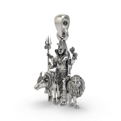 Divine Shiv Shakti Ardhanareeswara 925 Silver Pendant