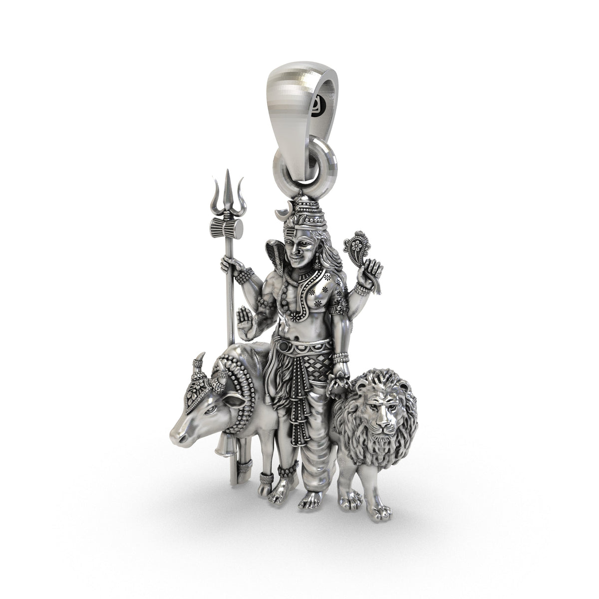 Divine Shiv Shakti Ardhanareeswara 925 Silver Pendant
