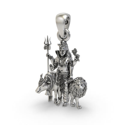 Divine Shiv Shakti Ardhanareeswara 925 Silver Pendant