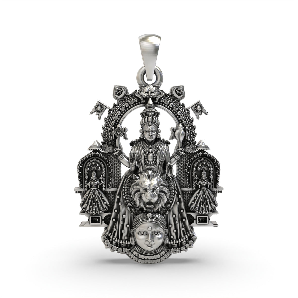 925 Silver Kollur Mookambika Devi Pendant – Goddess Mookambika Devotional Jewelry