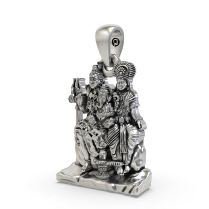 925 Silver Shiva Family Pendant – Lord Shiva, Parvati & Ganesha Devotional Jewelry
