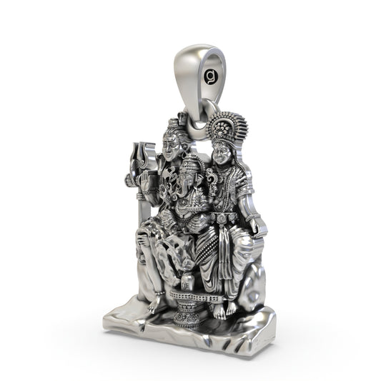 925 Silver Shiva Family Pendant – Lord Shiva, Parvati & Ganesha Devotional Jewelry