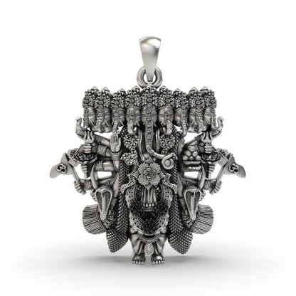 Divine Ganesh Nine Heads 925 Silver Pendant