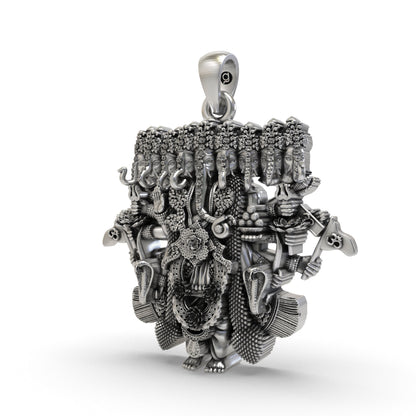 Divine Ganesh Nine Heads 925 Silver Pendant