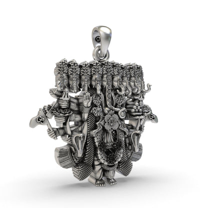 Divine Ganesh Nine Heads 925 Silver Pendant