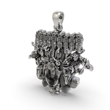 Divine Ganesh Nine Heads 925 Silver Pendant