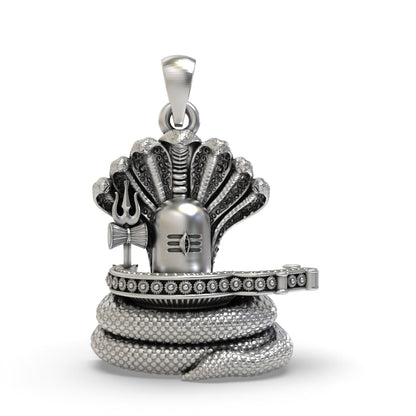 925 Silver Shiva Lingam with Snake Pendant – Mahadev Symbol of Energy & Devotional Protection