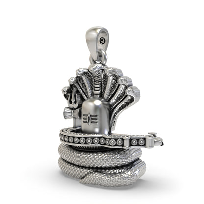 925 Silver Shiva Lingam with Snake Pendant – Mahadev Symbol of Energy & Devotional Protection
