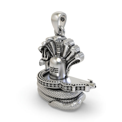 925 Silver Shiva Lingam with Snake Pendant – Mahadev Symbol of Energy & Devotional Protection