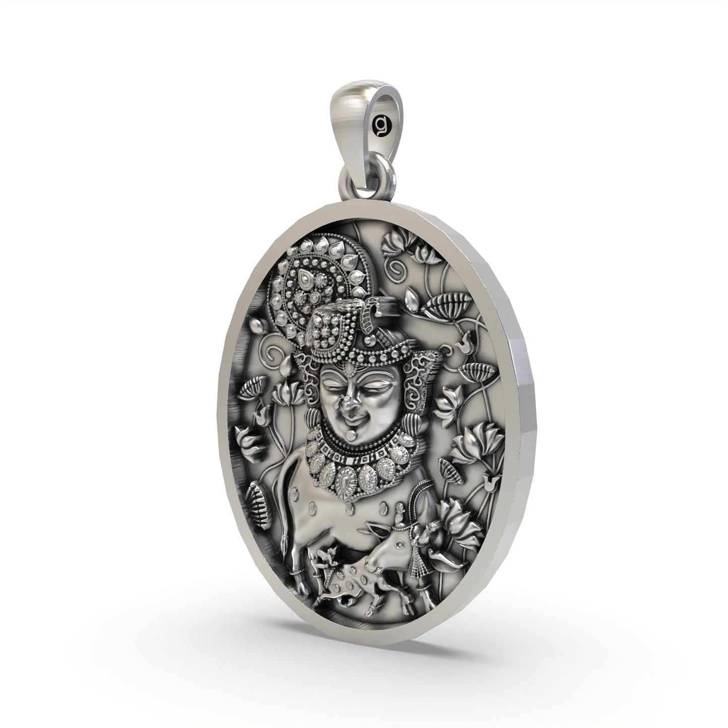 925 Silver Shreenathji Face Pendant – Nathdwara Krishna Devotional Jewelry