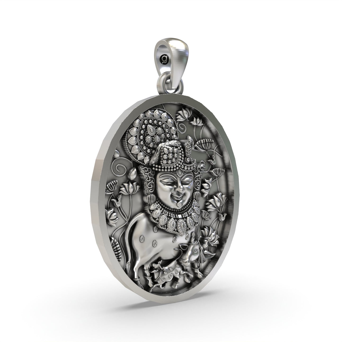 925 Silver Shreenathji Face Pendant – Nathdwara Krishna Devotional Jewelry
