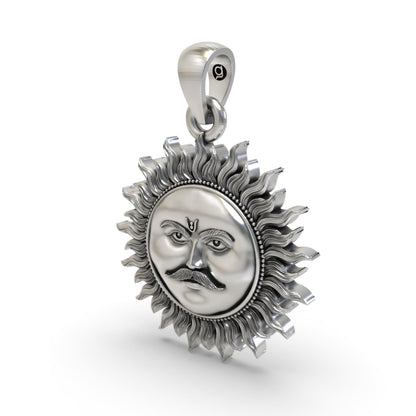 925 Silver Surya Dev Pendant – Lord Surya Sun God Devotional Jewelry | Vedic Spiritual Amulet