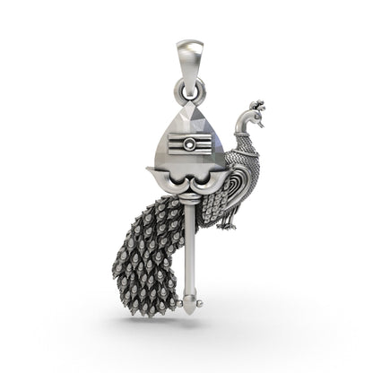 Divine Vel with Peacock 925 Silver Pendant