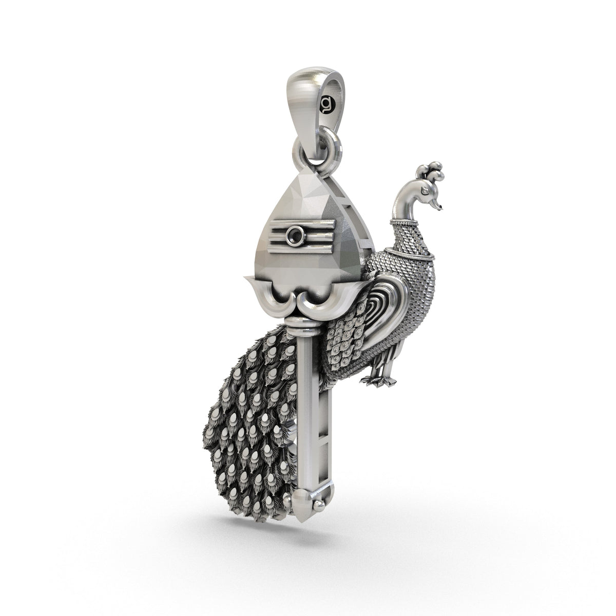 Divine Vel with Peacock 925 Silver Pendant