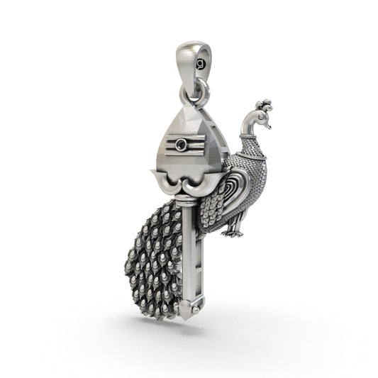 Divine Vel with Peacock 925 Silver Pendant