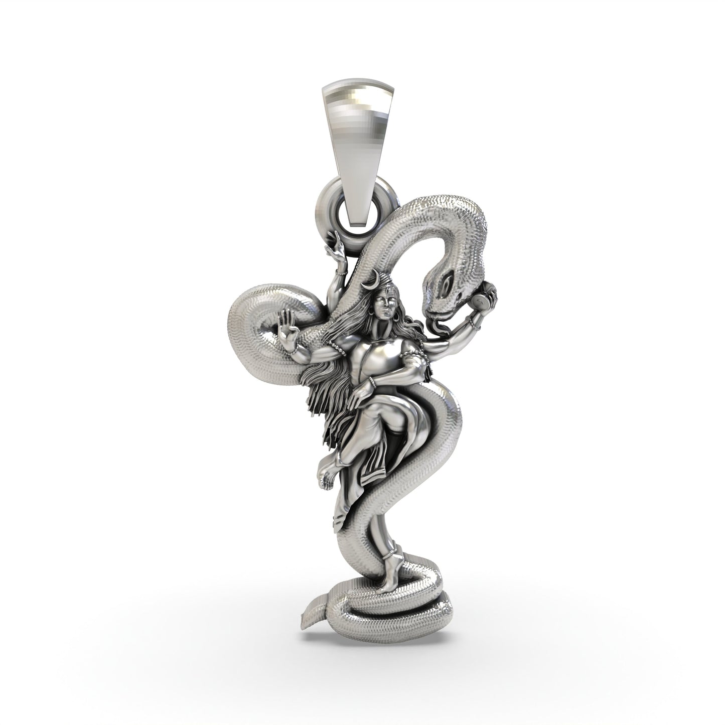 925 Silver Lord Shiva Pendant with Snake – Mahadev Trishul & Damru Locket | Shaivite Devotional Jewelry