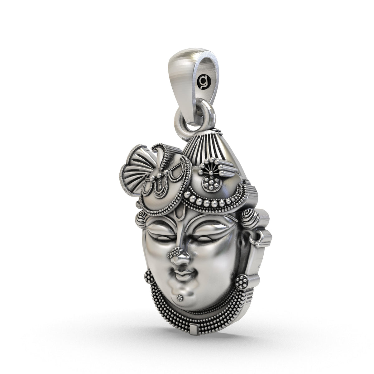 925 Silver Shrinathji Face Pendant – Krishna Idol Jewelry | Nathdwara Devotional Pendant
