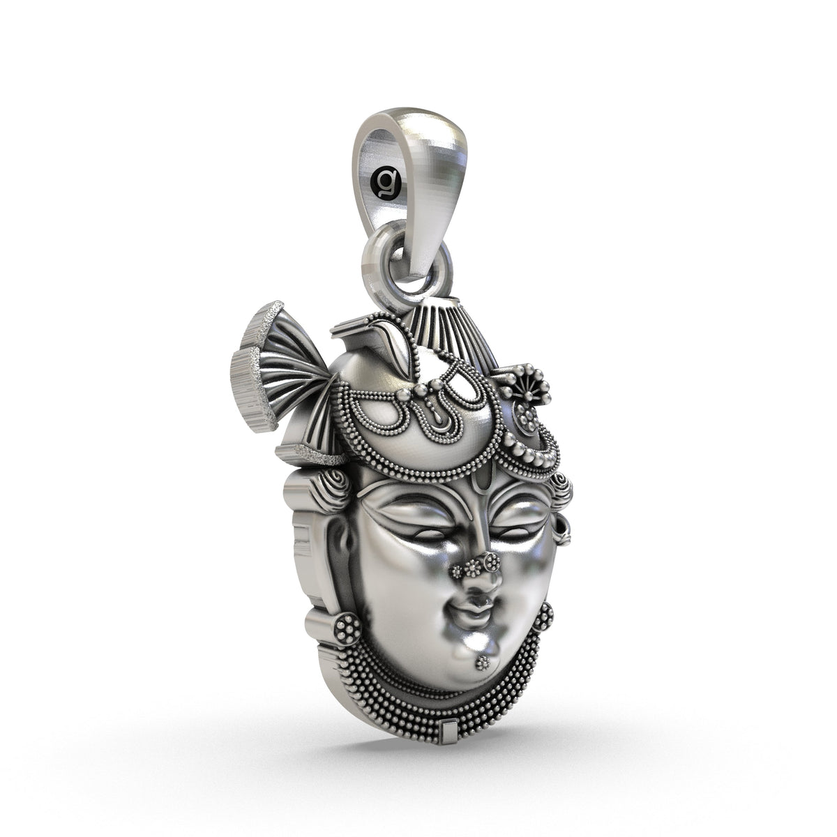 925 Silver Shrinathji Face Pendant – Krishna Idol Jewelry | Nathdwara Devotional Pendant