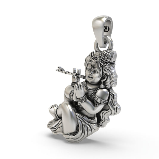 925 Silver Bal Gopal Pendant – Baby Krishna Devotional Jewelry | Laddu Gopal Spiritual Locket